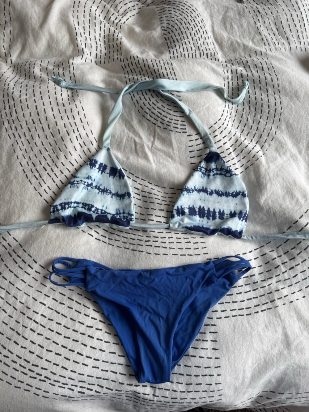 Blue Tie-Dye Triangle Bikini Set